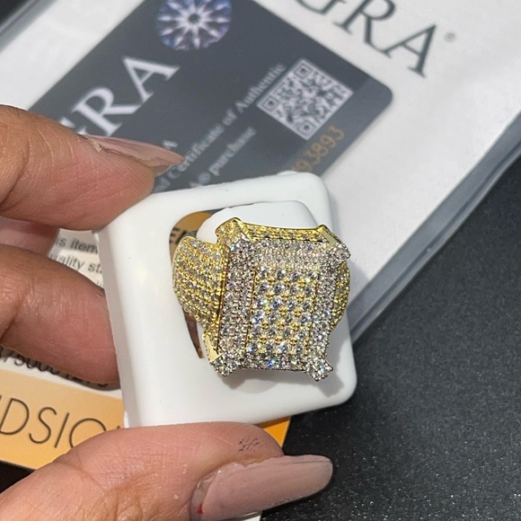 VVS Moissanite ring GRA CERTIFIED 100% passes diamond tester , 14k Gold Vermeil - Picture 7 of 8